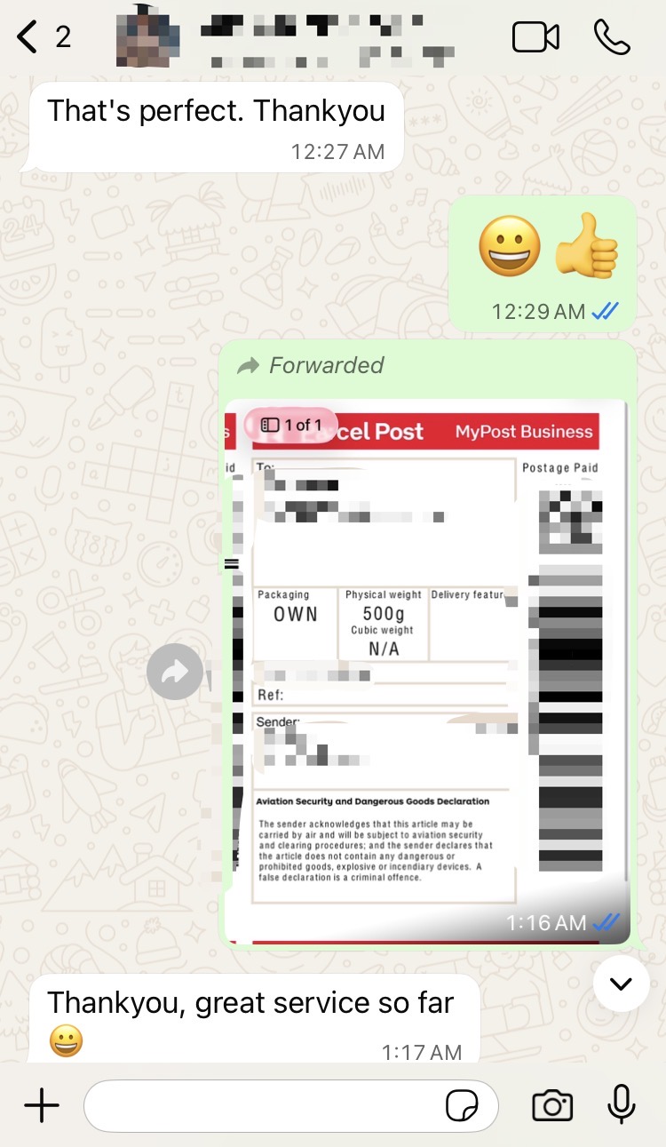 Customer WhatsApp conversation 1