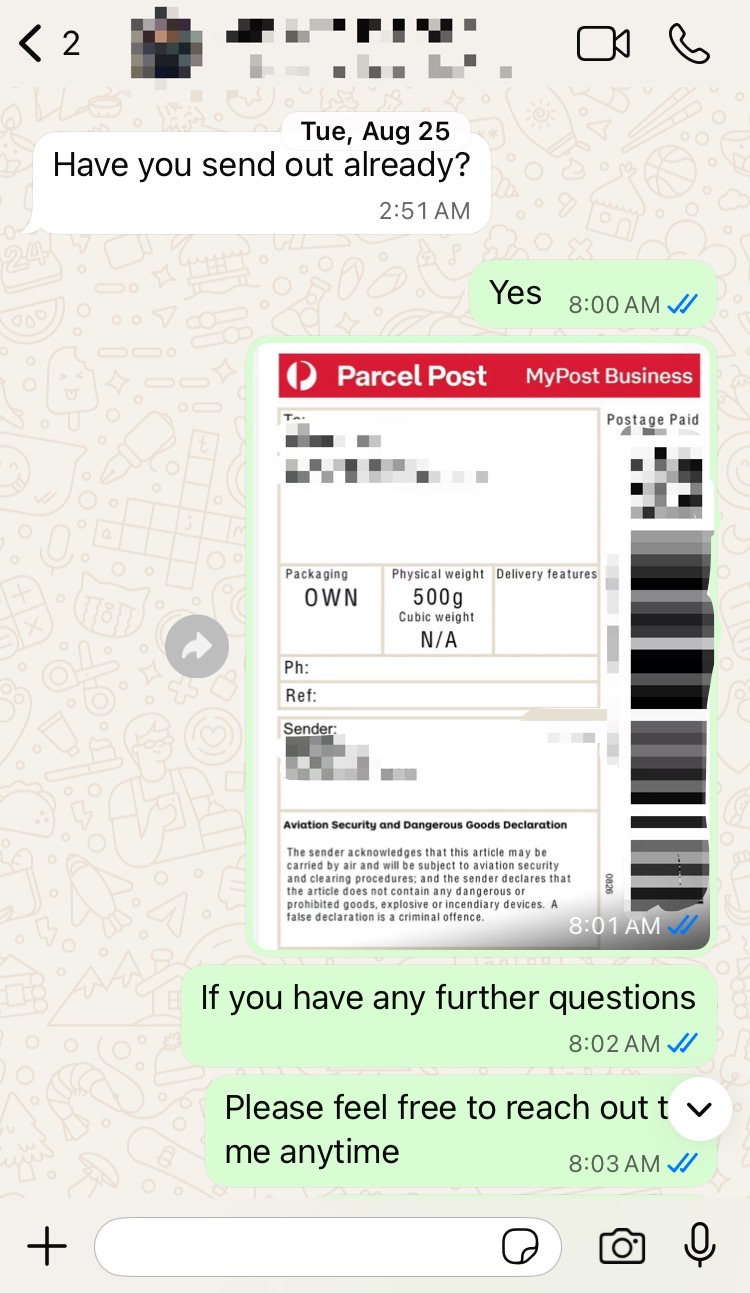 Customer WhatsApp conversation 2