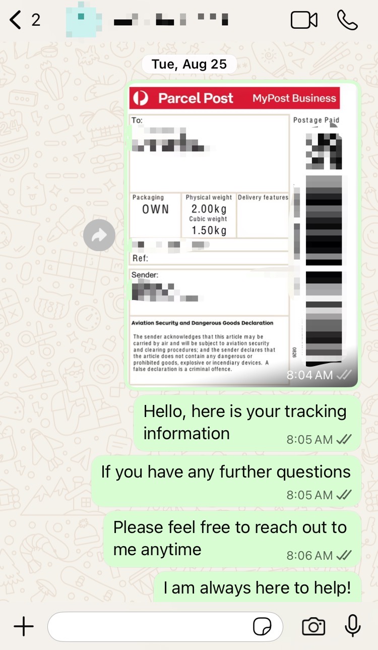 Customer WhatsApp conversation 3