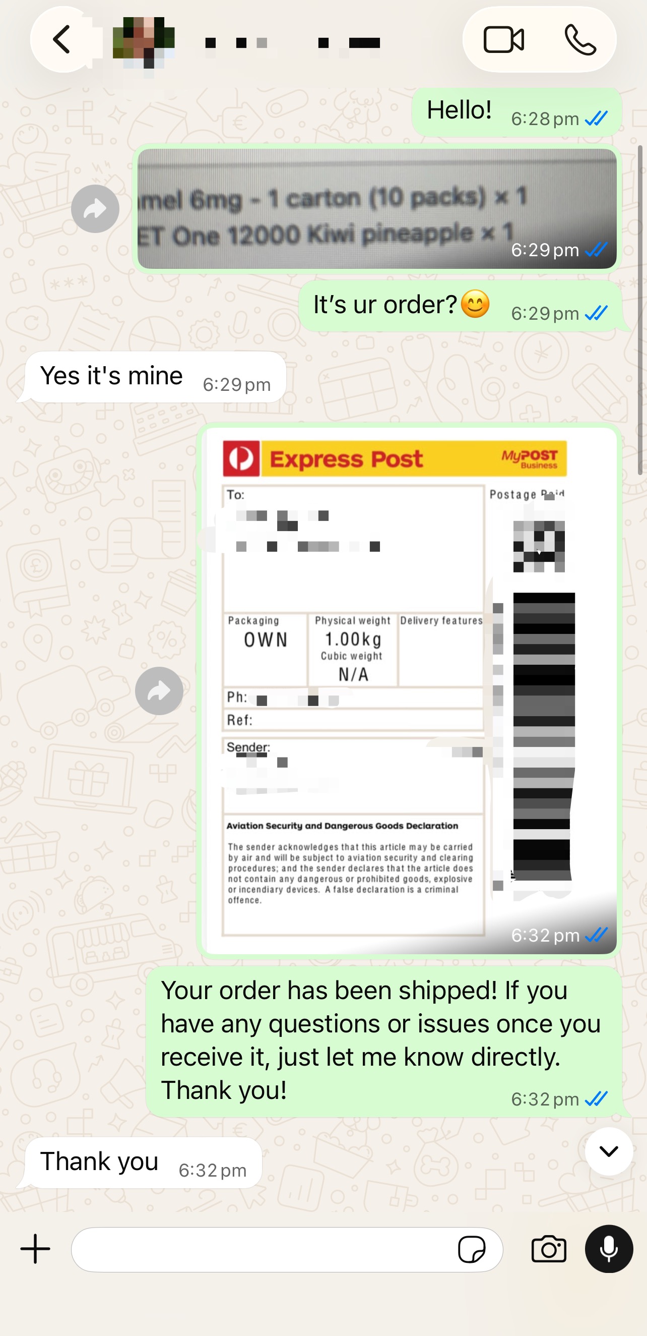 Customer WhatsApp conversation 6